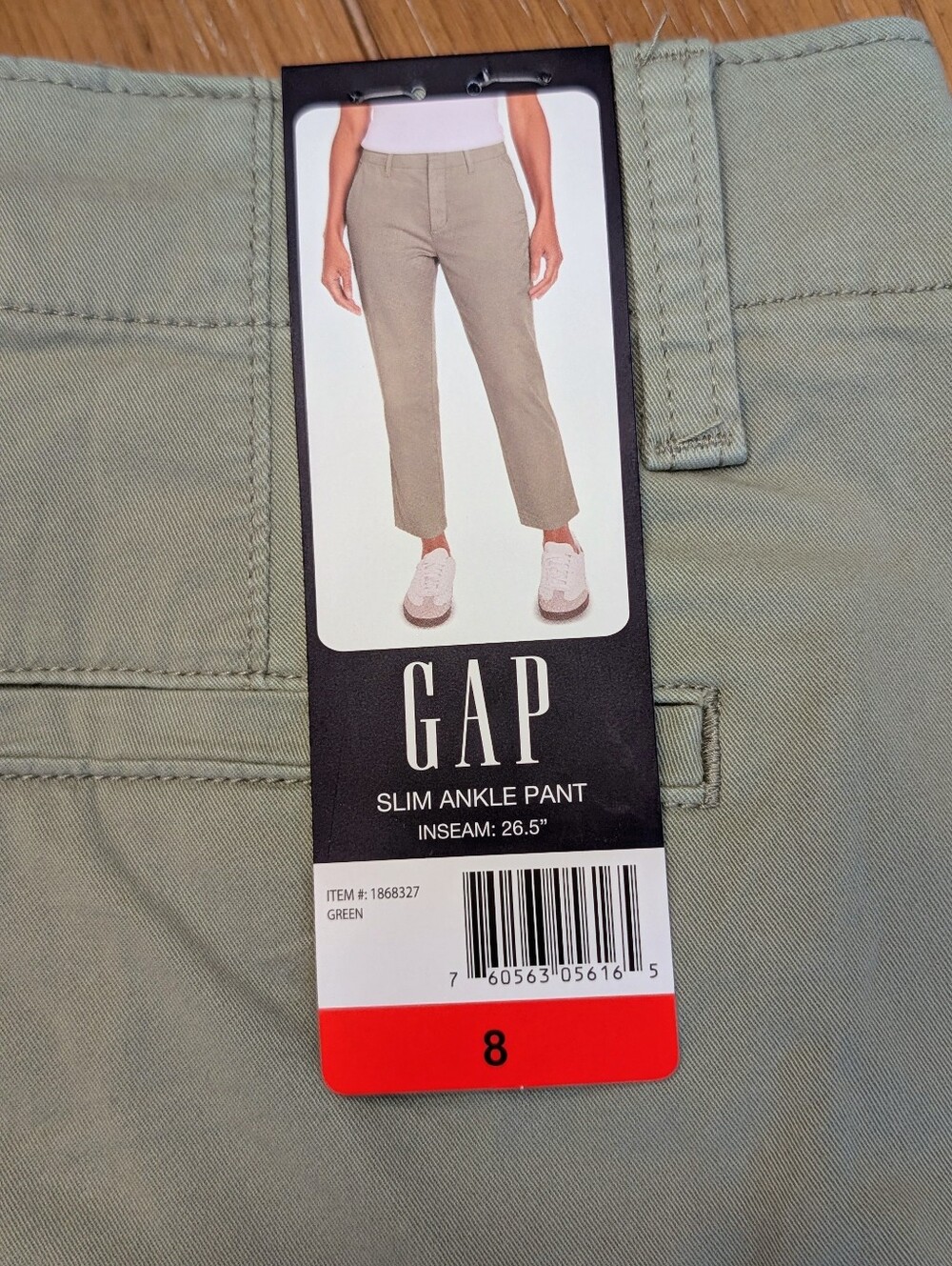 GAP Slim Ankle Pants in Light Sage Green - Picture 2 of 7